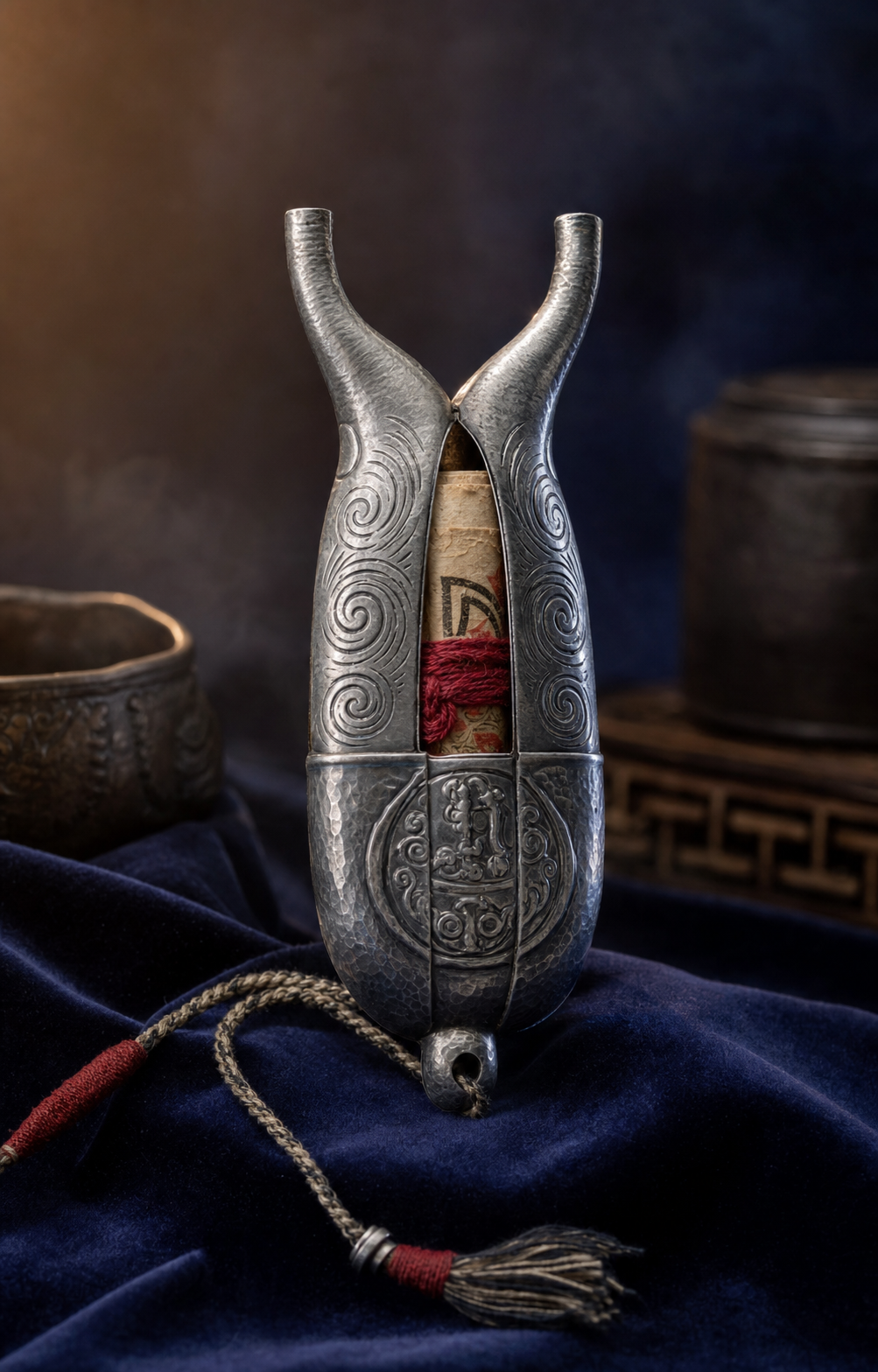 "Two Shamans" Union Piece — Miao Silver & Dongba Script, hero view